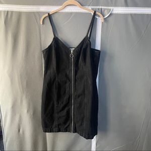Topshop moto black denim zip up dress